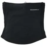 Cuello térmico deportivo Merrell, color negro, con logo de la marca estampado en blanco. Diseño ergonómico ideal para actividades al aire libre y protección contra el viento.