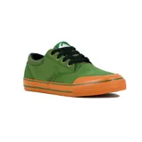Championes de lona y gamuza sintética Quiksilver modelo Varial para hombre, en color verde militar con suela y puntera de goma marrón, cordones negros y detalles del logo en la lengüeta.