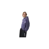 Hoodie oversize de color azul, con capucha y bolsillo tipo canguro, confeccionado con acabado lavado. Presenta un gran estampado gráfico en la espalda con la inscripción de la marca y texto descriptivo en color blanco.
