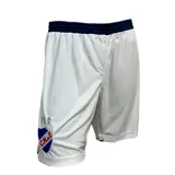 Short de fútbol Umbro del Club Nacional de Football, modelo oficial 2026. Diseño en color blanco con cintura elástica en azul marino y escudo del club en la pierna derecha.
