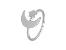 Anillo de plata 925 con diseño de luna y estrella.