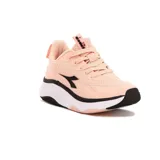 Championes de running Diadora modelo Delta, color rosa viejo con detalles en gris oscuro y logo negro.