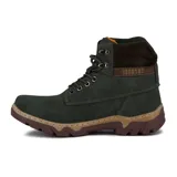 Bota acordonada color kaki con suela marrón.
