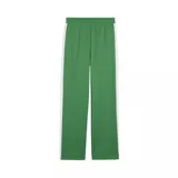 Pantalón deportivo Puma de corte recto, color negro con franjas blancas laterales. Cuenta con cintura elástica y cordón ajustable, además de bolsillos laterales con cierre y logo de Puma bordado en blanco.