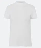 Blusa de punto color celeste, con cuello alto, manga corta y malla texturizada.