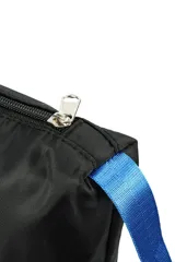 Bolso tipo tote con estampado de cebra en blanco y negro, con doble compartimento y asas de color naranja.