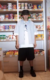 Remera oversize de manga corta y cuello redondo, en color blanco, con estampado frontal alusivo a Kitsune y la frase "No soy lo que creés".