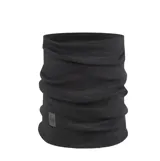 Cuello térmico de alta densidad marca Buff, confeccionado en lana merino de color gris oscuro. Diseño tubular sin costuras, ideal para protección contra el frío extremo en actividades al aire libre.