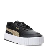 Championes urbanos Puma modelo Carina Mia Topcat, color negro con plataforma blanca y detalle de animal print en el lateral.