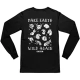 Remera de manga larga color negro, con estampa gráfica en blanco en la espalda que incluye diversos animales y la frase 'Make Earth Wild Again'.