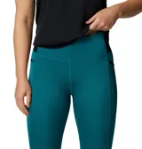 Calza deportiva de tiro alto color azul petróleo, con tecnología transpirable Omni-WICK, bolsillos laterales y bolsillo posterior de malla.