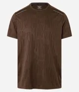 Remera deportiva Get Over de tecnología dry, color verde militar, con cuello redondo, mangas cortas, detalles reflectantes en los hombros y tejido de malla transpirable.