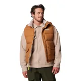 Chaleco reversible Columbia modelo Wallowa, color marrón tostado, con diseño acolchado, cierre frontal con solapa y bolsillos delanteros con doble entrada.