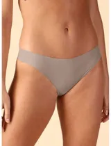 Bombacha de bikini color beige de microfibra con corte láser.