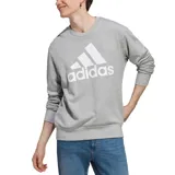 Buzo Adidas gris con logo blanco estampado en el frente.