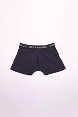 Boxer negro de algodón con cintura elástica gris con la inscripción "Urban Haus".