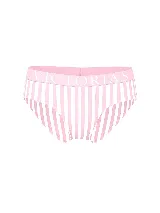 Bombacha tipo hiphugger de Victoria's Secret confeccionada en mezcla de algodón, con diseño a rayas rosadas y blancas. Cuenta con pretina elástica ancha con el logo de la marca estampado.