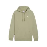 Buzo con capucha Puma de la línea Essentials, en color verde oliva con efecto lavado. Presenta bolsillo tipo canguro frontal, cordones ajustables en la capucha y logo de la marca bordado en el pecho.