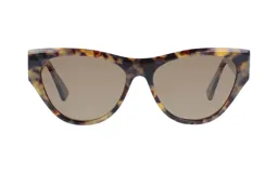 Lentes de sol con montura de acetato con estampado carey y lentes marrones.