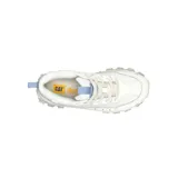 Championes Caterpillar modelo Intruder Lite, color blanco con detalles en celeste, con suela chunky de goma gruesa y plataforma.