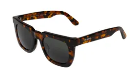 Lentes de sol Mr Boho modelo Melrose, con montura gruesa de acetato con estampado animal print tipo cheetah y lentes verdes.