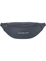 Riñonera Calvin Klein Jeans color gris oscuro con logo estampado en el frente.