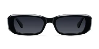 Lentes de sol rectangulares negros con protección UV400 y lentes polarizadas alemanas con recubrimiento anti-scratch y superhydrophobic.