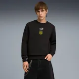 Buzo de cuello redondo Puma, color negro, con el logo de la marca y el escudo del Club Atlético Peñarol estampados en el centro del pecho.