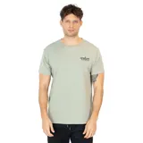 Remera verde de manga corta con logo Volcom estampado en el pecho.