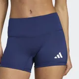 Short deportivo Adidas de voleibol, color azul marino, con corte ajustado, tiro medio y cintura elástica. Presenta el logo de la marca en blanco en la pierna izquierda.