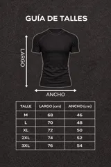 Remera de compresión de manga corta, color negro, con ajuste al cuerpo y logo estampado en el pecho. Confeccionada en tejido técnico elástico y transpirable.