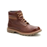 Bota de hombre color marrón jengibre, de cuero encerado en relieve, con cordones marrones y suela de goma.