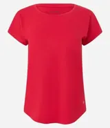 Remera deportiva de cuello redondo y manga corta, confeccionada en microfibra texturizada con diseño liso y corte holgado.