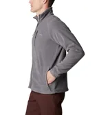 Campera de polar Columbia modelo Fast Trek II, color gris. Presenta cierre frontal completo, cuello alto, bolsillo vertical con cierre en el pecho y bolsillos laterales con cierre.