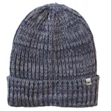 Gorro tipo beanie de punto grueso con doblez en el borde y etiqueta pequeña con logo N+.