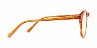 Lentes blueblocker modelo Kubu Tigris Orange con armazón redondo de bio acetato en tono carey naranja y cristales transparentes con protección contra luz azul.