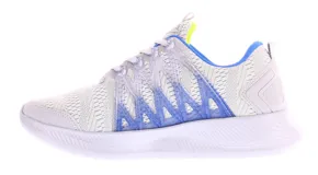 Championes deportivos Push modelo Kore, color gris con detalles en azul en el interior y estructura lateral semitransparente. Presentan cierre con cordones y suela con relieve.