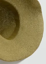 Sombrero flexible de ala ancha color verde militar, confeccionado en tejido texturizado con efecto paja.