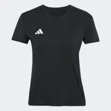 Remera deportiva Adidas Adizero Essentials de manga corta y cuello redondo, color negro, con logo reflectivo en el pecho.