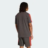 Remera de manga corta color gris oscuro con cuello redondo. Presenta las icónicas tres tiras de Adidas en color rojo en ambas mangas, el logo de Adidas en el pecho derecho y el logo de Audi Revolut F1 Team en el pecho izquierdo.