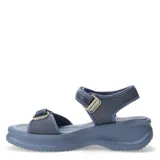 Sandalias de plataforma baja con tiras de ajuste con velcro, confeccionadas en material sintético y textil, con diseño ergonómico.