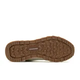 Championes Merrell Alpine 83 para mujer, color beige con detalles en marrón y blanco. Capellada de gamuza y tela, cordones y correas 100% reciclados, forro de microfibra 100% reciclada, plantilla de espuma EVA extraíble 50% reciclada, entresuela de espuma EVA liviana y suela de goma de 500 g.