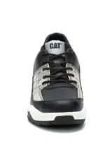Sneaker Cat modelo Watchful, color negro con detalles en plateado texturizado y suela blanca de plataforma.