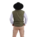 Chaleco negro de microfibra impermeable con interior de polar y cierre frontal.