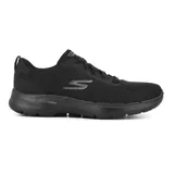 Championes Skechers Go Walk 6 Sky Wind color negro, con capellada de malla, cordones elásticos, amortiguación Ultra Go, plantilla Air-Cooled Goga Mat y tecnología Hyper Pillar.