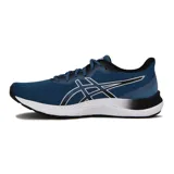 Championes de running Asics Gel-Excite 8, color azul con detalles en blanco y negro, con tecnología AmpliFoam y diseño de malla transpirable.