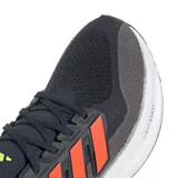 Championes Adidas Ultraboost para hombre, color azul marino con detalles en gris, naranja y amarillo.