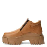 Botines acordonados de cuero color marrón, con cierre lateral y suela de plataforma con diseño track.