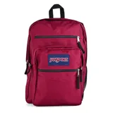 Mochila Jansport Big Student color borgoña con dos compartimentos principales, funda acolchada para laptop de 15 pulgadas, bolsillo para botella de agua, panel de organización y correas ergonómicas en forma de S.