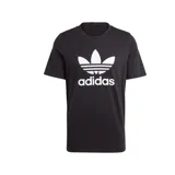 Remera negra de manga corta con logo Adidas Trefoil estampado en blanco en el pecho.